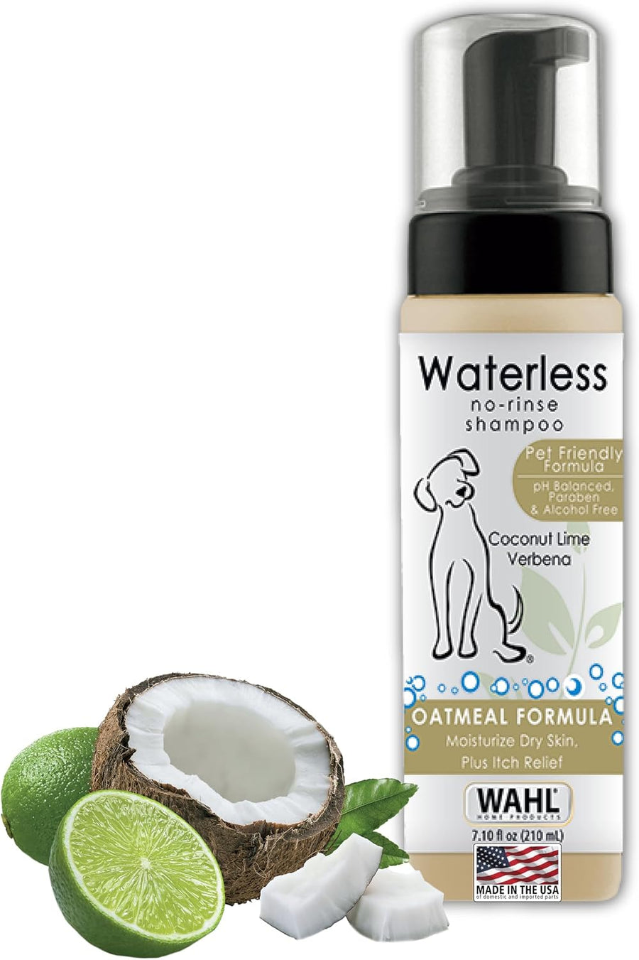 Wahl No-Rinse Waterless Dog Shampoo – Coconut Lime Verbena, 7.1 oz
