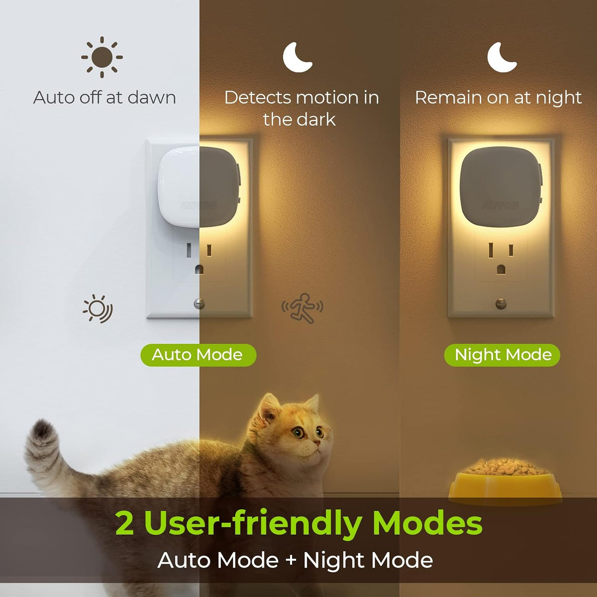 AUVON automatic motion sensing and night modes