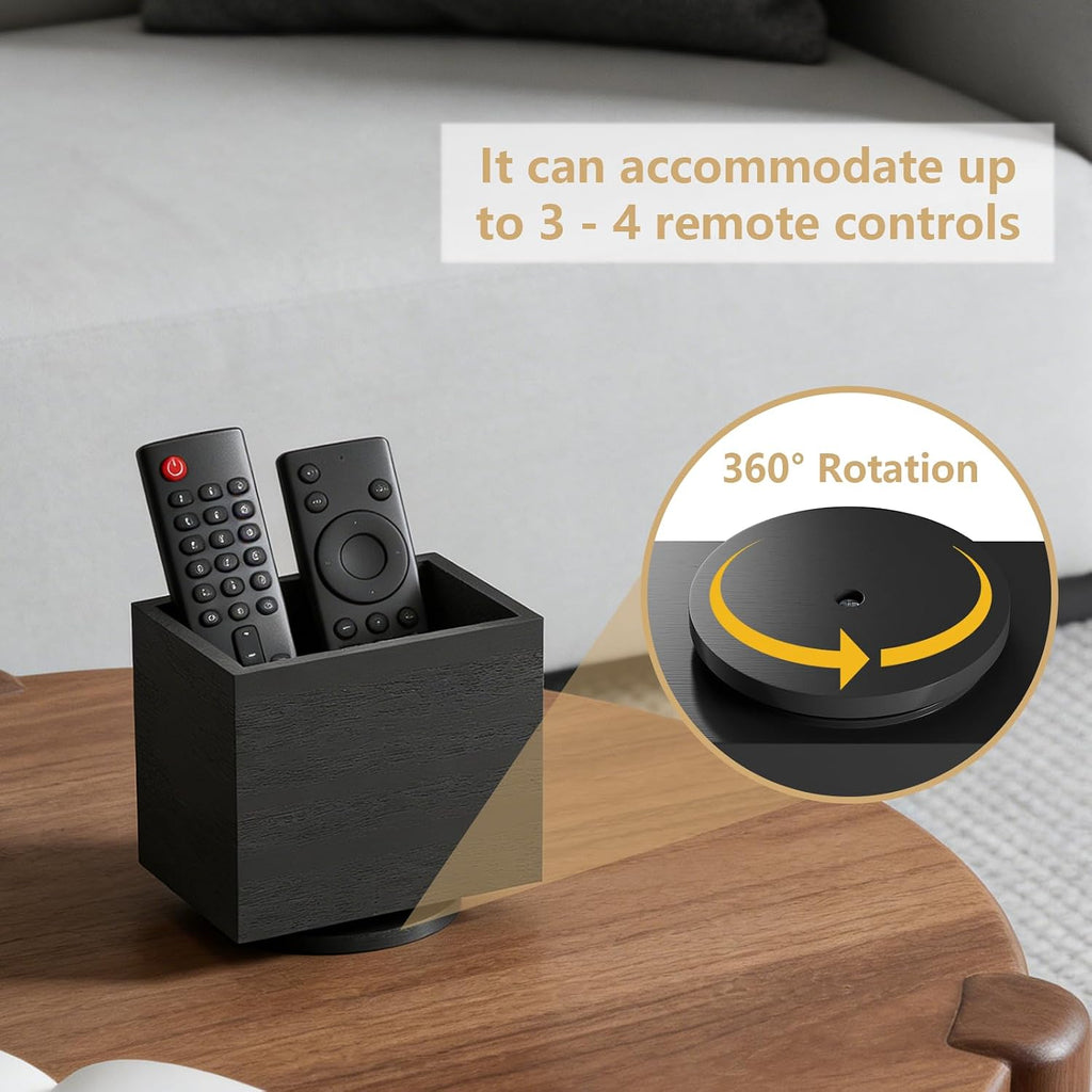 Black rotating wood remote holder — view 6