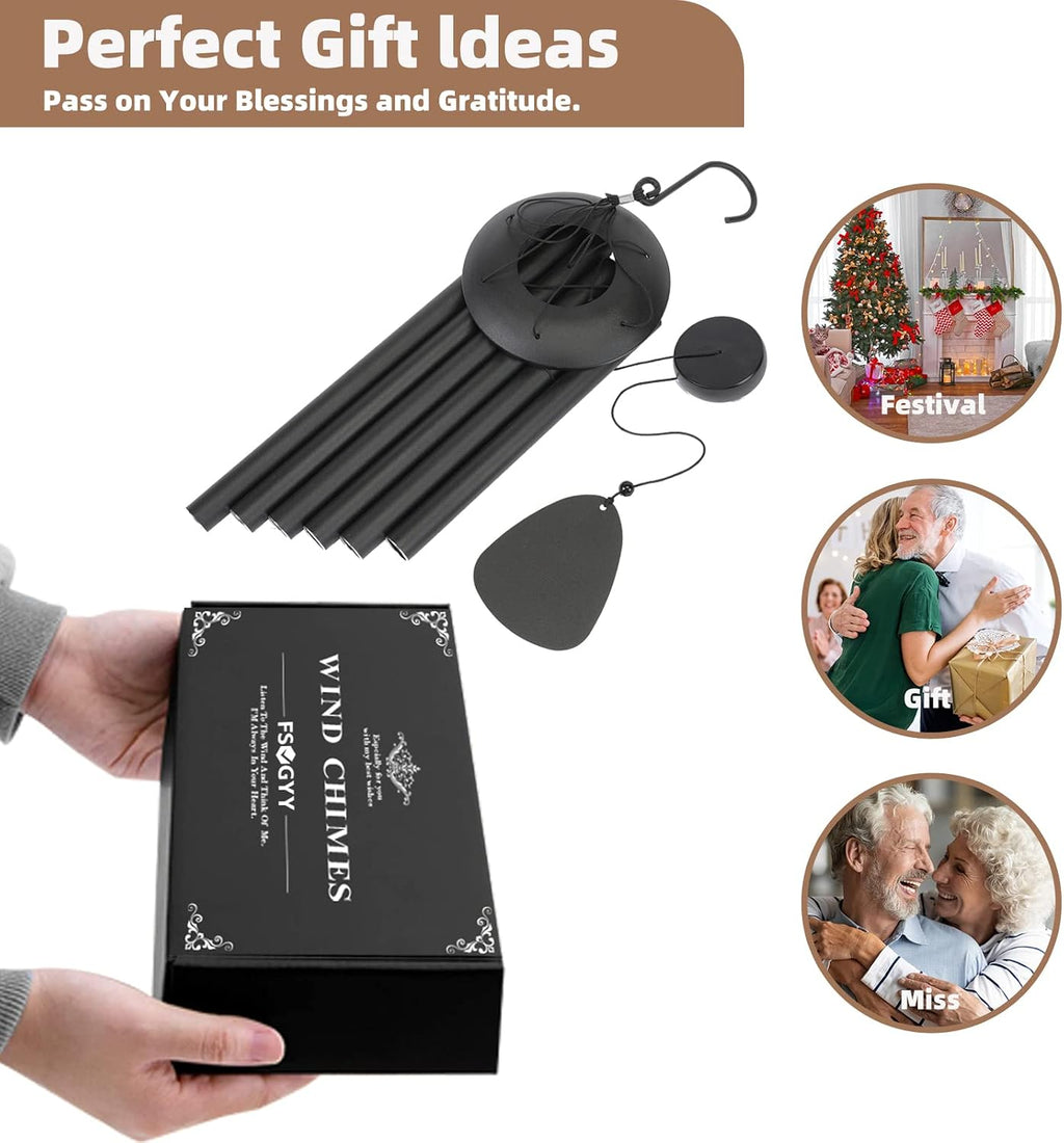Black wind chime and FSVGYY gift packaging