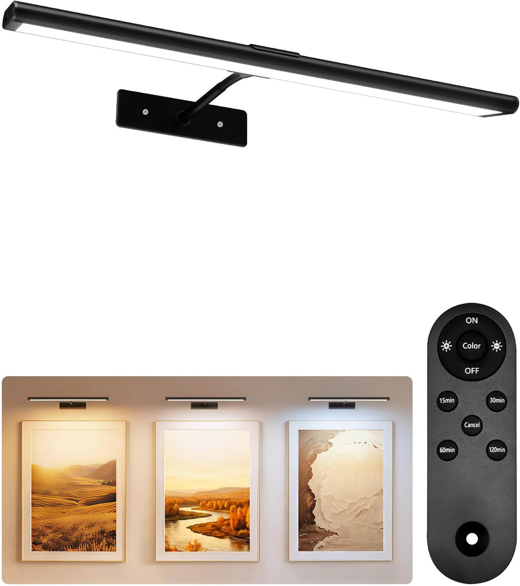 Black EZVALO picture light with remote control; one light included