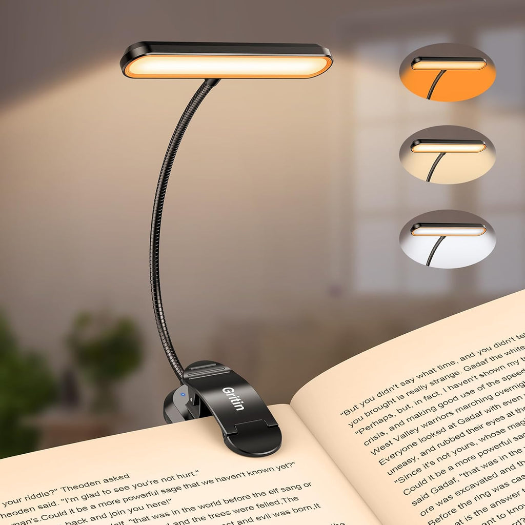 Black Gritin rechargeable clip-on reading light