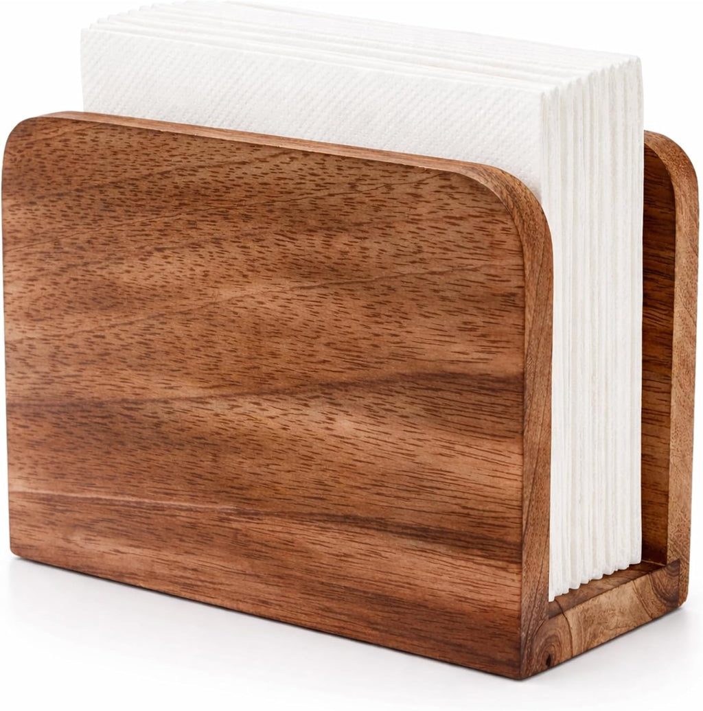 Rustic mango wood napkin holder; paper napkins not included