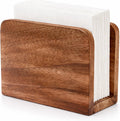 Rustic mango wood napkin holder; paper napkins not included