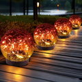 JKIMK Solar Crackle Glass Globe Garden Light