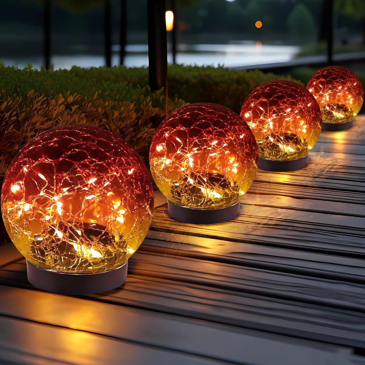 JKIMK Solar Crackle Glass Globe Garden Light