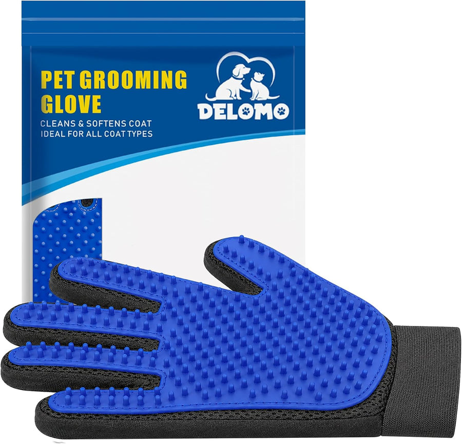 DELOMO Pet Grooming Glove – Right Hand, Blue