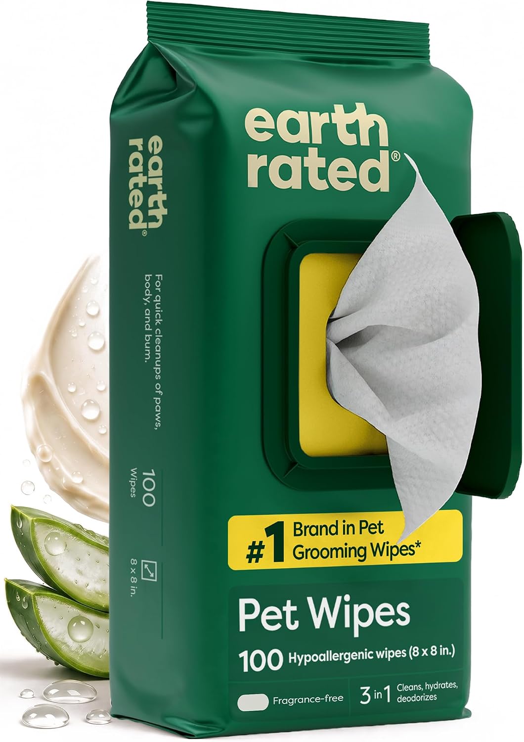 Earth Rated Unscented Dog Grooming Wipes – 100 Count